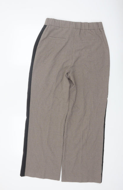 Gallery Womens Beige Check Straight Trousers UK 10
