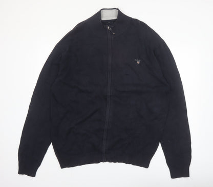GANT Men’s Blue 2XL Full Zip High Neck Cotton Jumper
