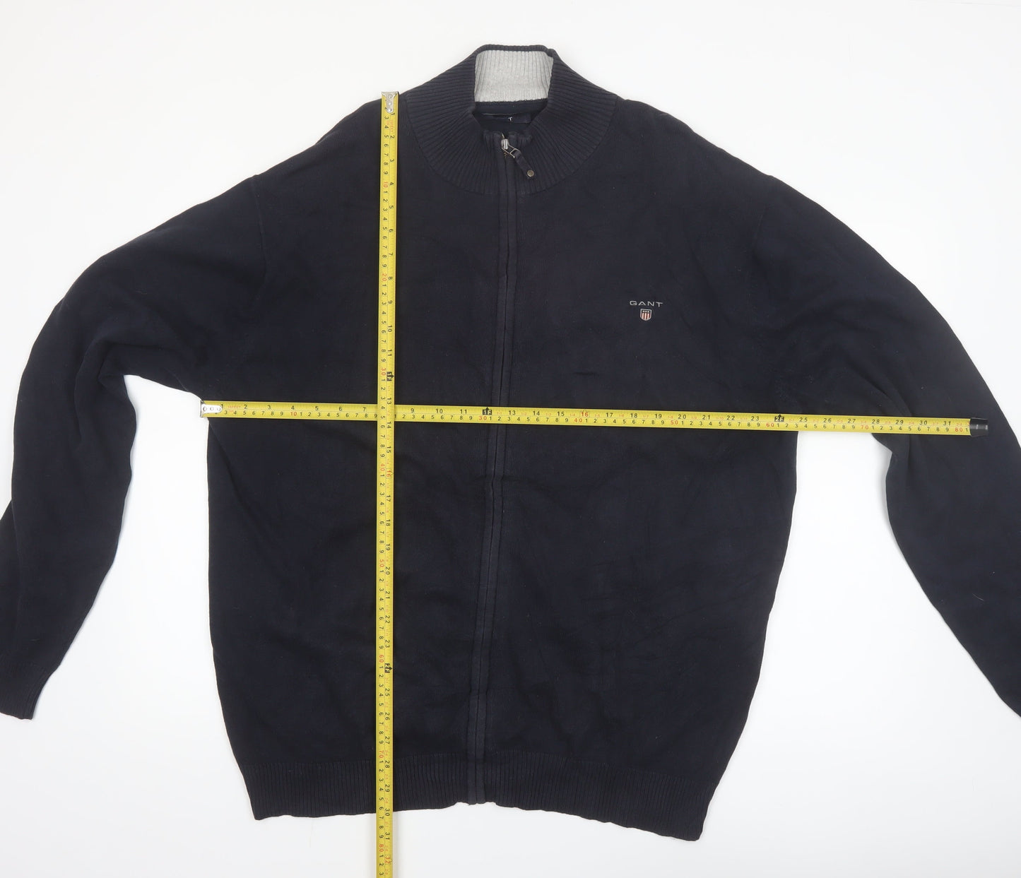 GANT Men’s Blue 2XL Full Zip High Neck Cotton Jumper