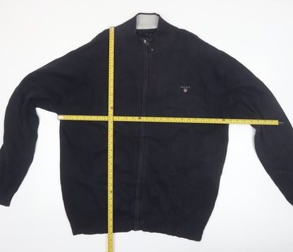 GANT Men’s Blue 2XL Full Zip High Neck Cotton Jumper