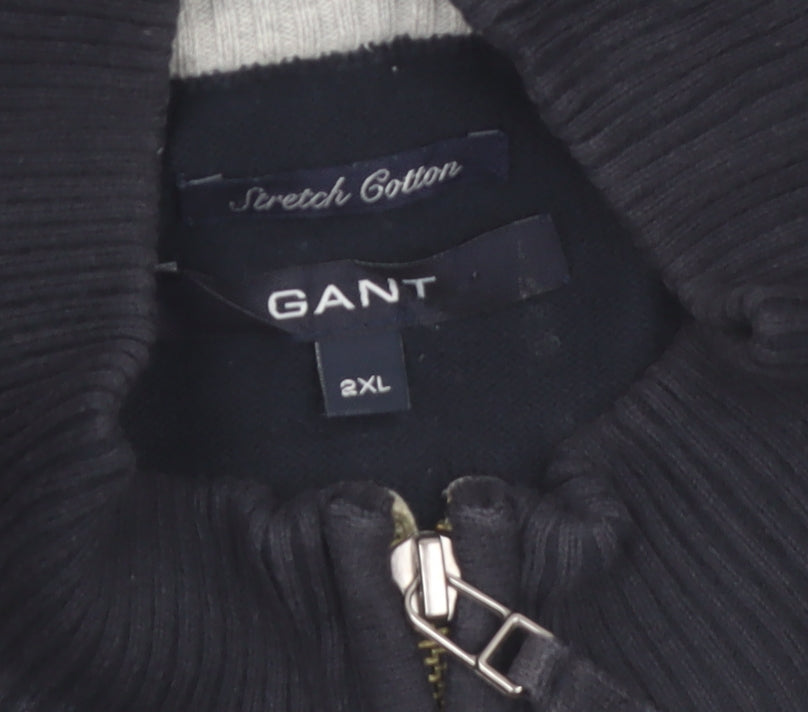 GANT Men’s Blue 2XL Full Zip High Neck Cotton Jumper