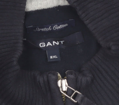 GANT Men’s Blue 2XL Full Zip High Neck Cotton Jumper