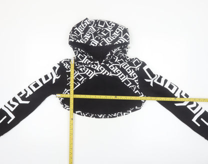 Cyberdog Women’s Black White Cropped Graphic Hoodie Size M