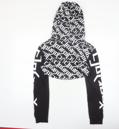 Cyberdog Women’s Black White Cropped Graphic Hoodie Size M