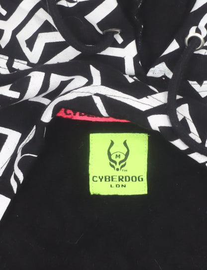 Cyberdog Women’s Black White Cropped Graphic Hoodie Size M