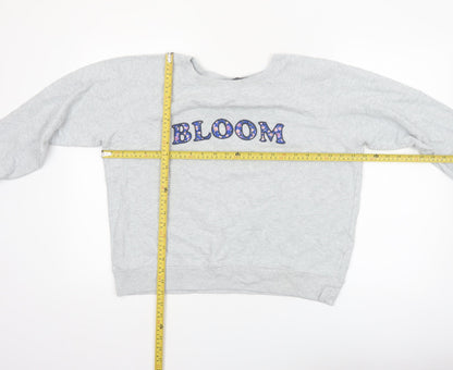 Marks and Spencer Women Grey Floral Bloom Pullover Sweatshirt Size 14
