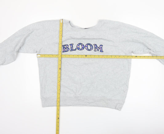 Marks and Spencer Women Grey Floral Bloom Pullover Sweatshirt Size 14