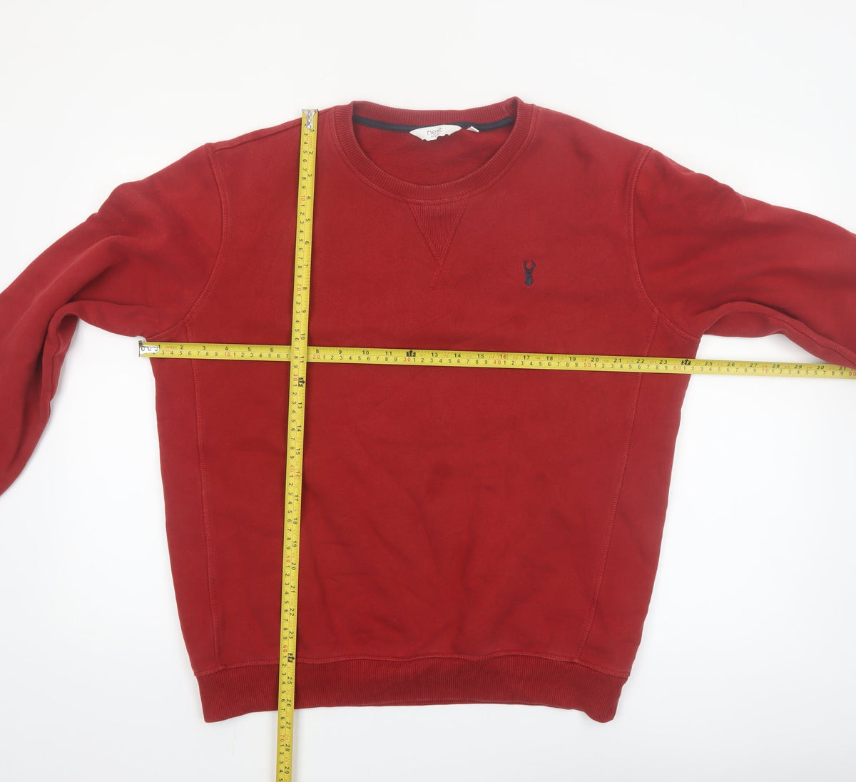 Next Men’s Red Crew Neck Pullover Sweatshirt Size L Regular Fit