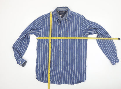 Tommy Hilfiger Men's Blue Striped Cotton Button-Up Shirt XS