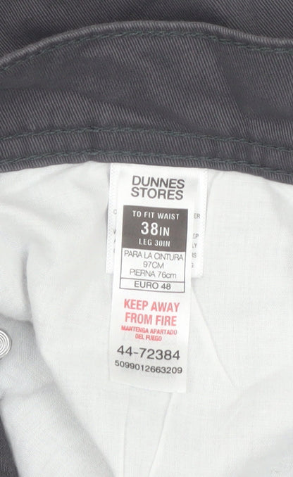 Dunnes Stores Men's Charcoal Chino Trousers Size 38W 30L Cotton Blend