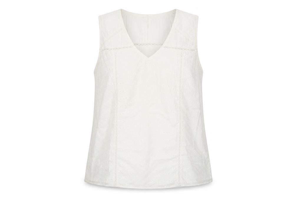 Front view of Crew Clothing Women's White Cotton Sleeveless Blouse, size 12