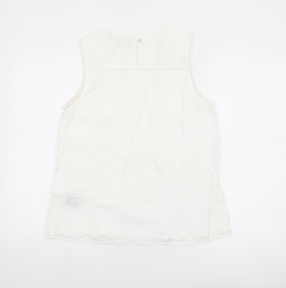 Crew Clothing Company Women's White Cotton Sleeveless Blouse Size 12