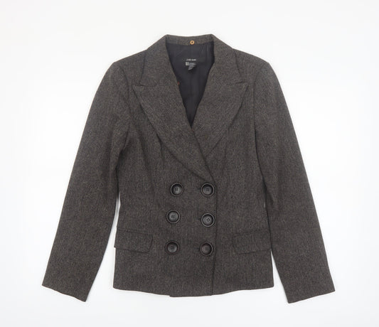 Zara Women Brown Tweed Double-Breasted Blazer M Classic Workwear