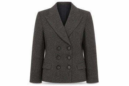 Zara Women Brown Tweed Double-Breasted Blazer M Classic Workwear