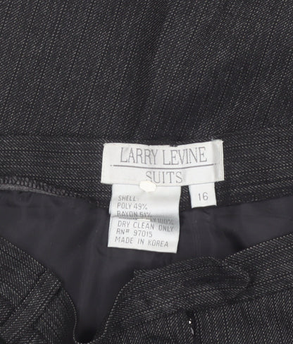 Larry Levine Women’s Grey Pleated Dress Pants Size 16 Tailored Twill Trousers