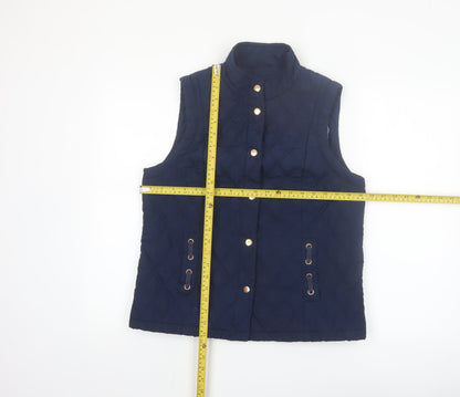 Marks and Spencer Women Blue Quilted Padded Waistcoat Size 12