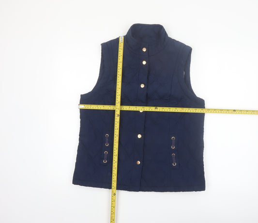 Marks and Spencer Women Blue Quilted Padded Waistcoat Size 12