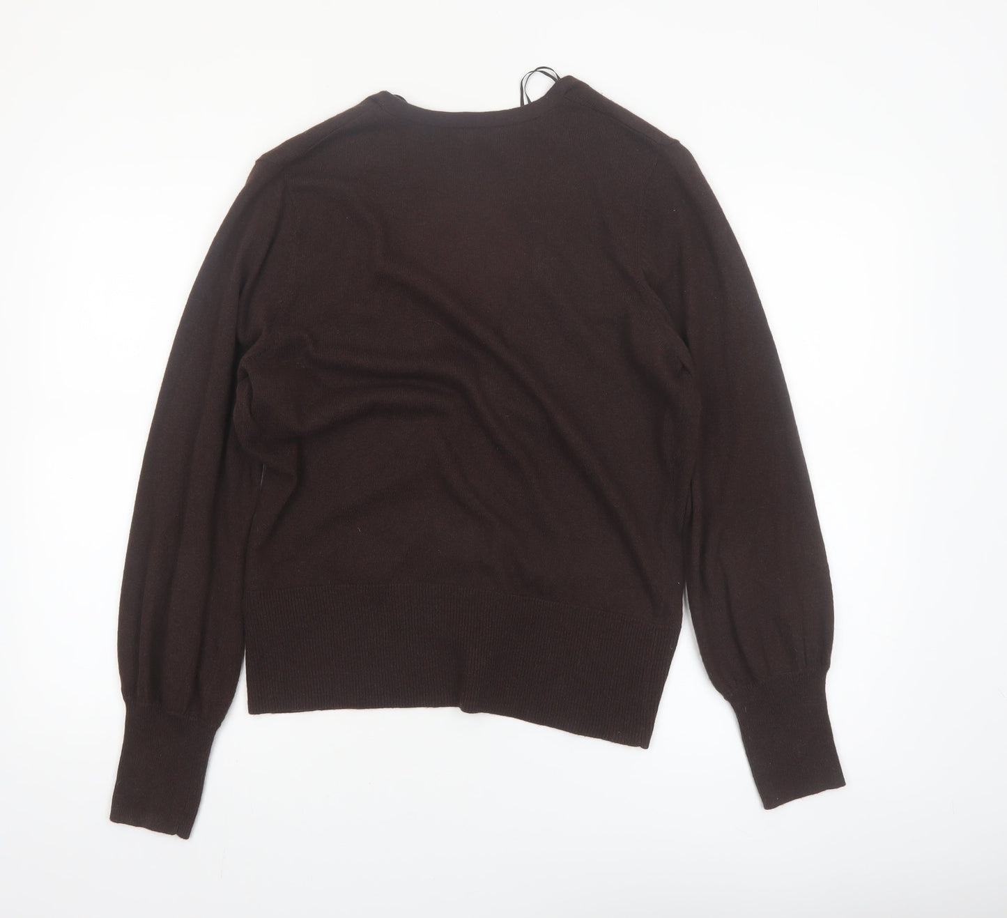 Monsoon Women Brown V-Neck Cardigan UK 16 Cotton Blend Knit