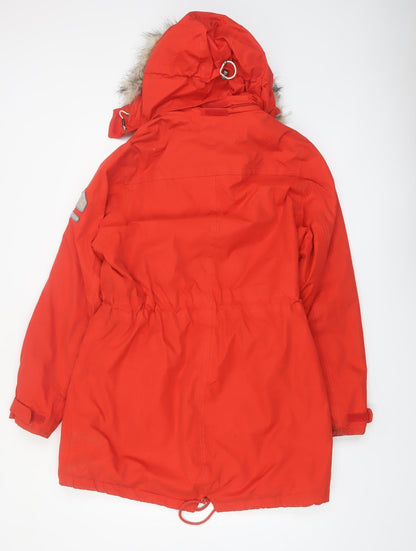 Regatta Womens Red Waterproof Parka Coat UK 14 Hooded Faux Fur Outdoor