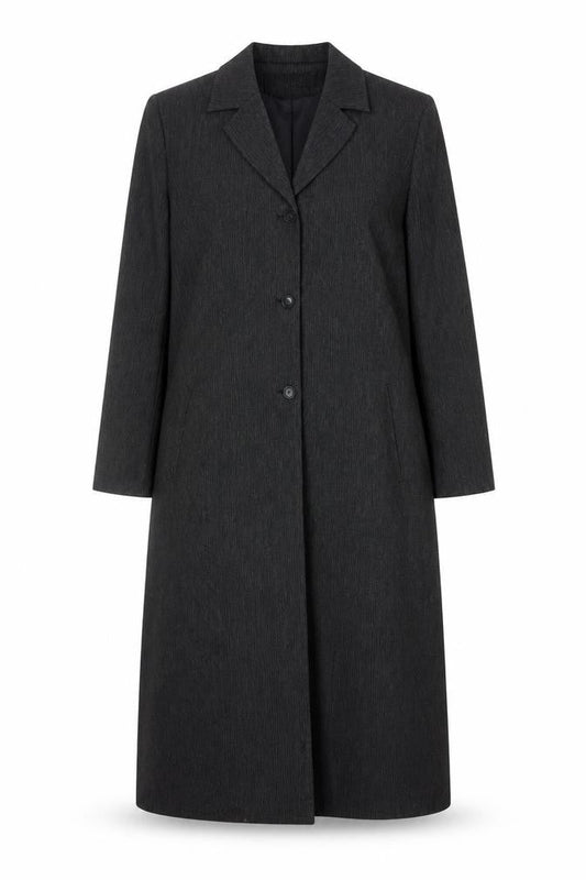 Larry Levine Women’s Grey Pinstripe Long Overcoat Size 16