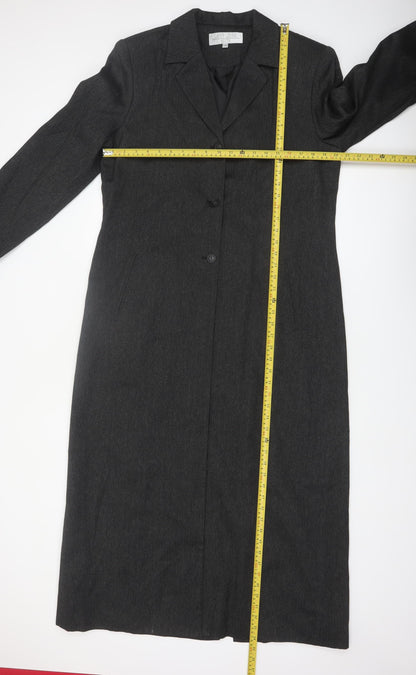 Larry Levine Women’s Grey Pinstripe Long Overcoat Size 16
