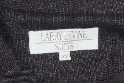 Larry Levine Women’s Grey Pinstripe Long Overcoat Size 16
