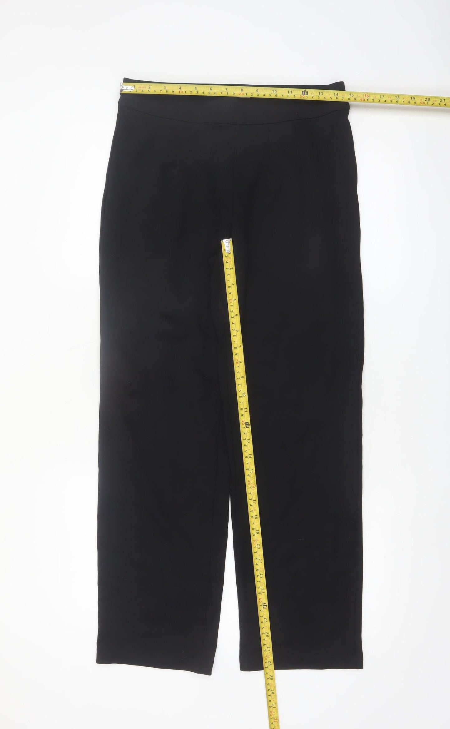 Marks and Spencer Women Black Size 12 Regular Stretch Trousers