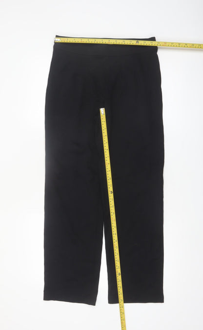Marks and Spencer Women Black Size 12 Regular Stretch Trousers