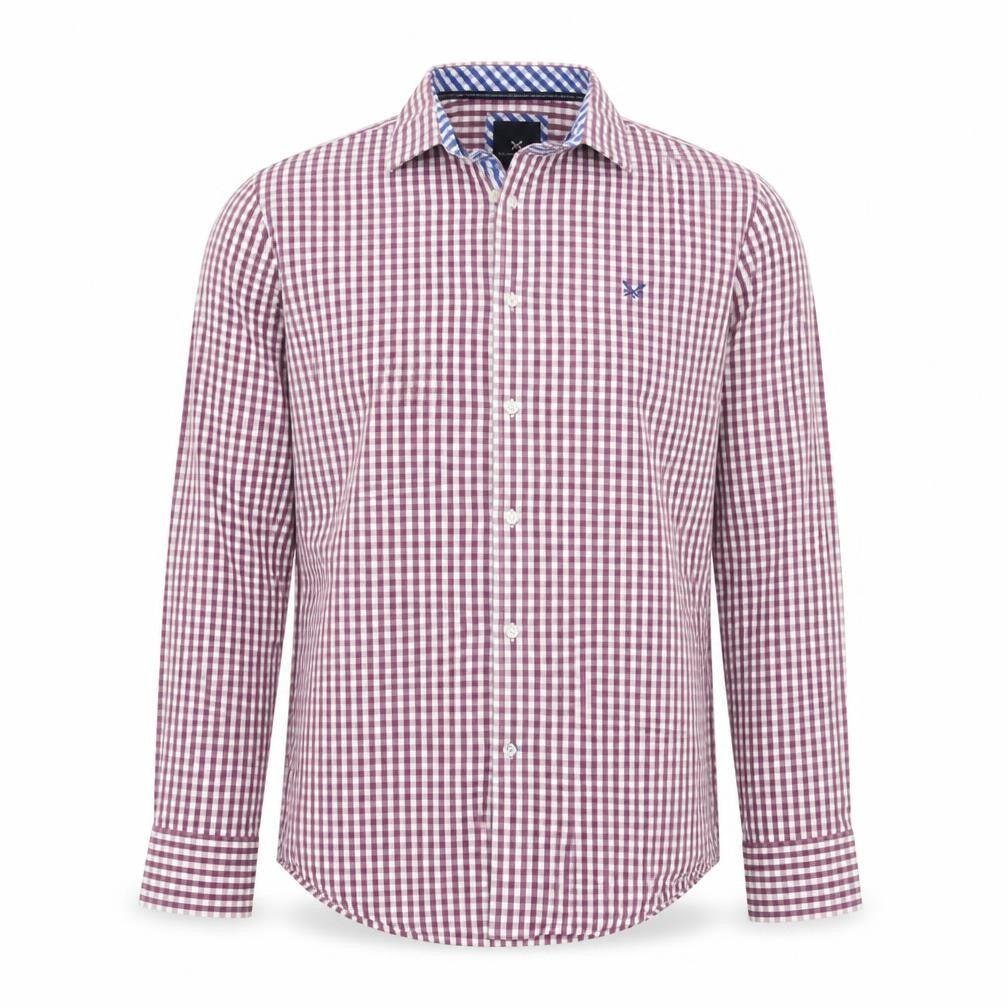 Crew Clothing Company Men's Red Check Classic Fit Long Sleeve Button-Up Shirt M