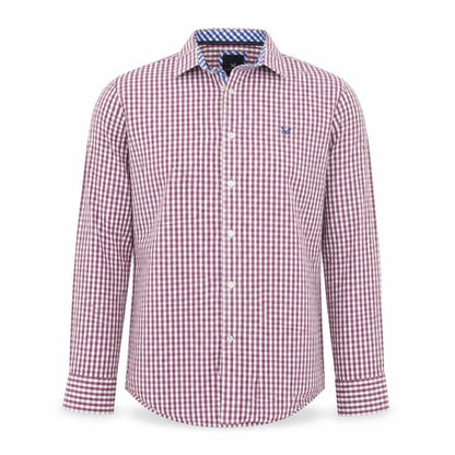 Crew Clothing Company Men's Red Check Classic Fit Long Sleeve Button-Up Shirt M