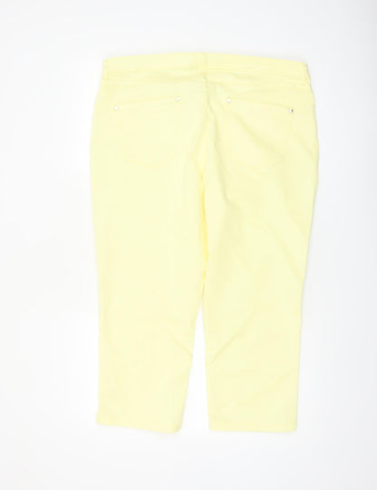 Marks and Spencer Women's Yellow Cropped Stretch Trousers Size 18