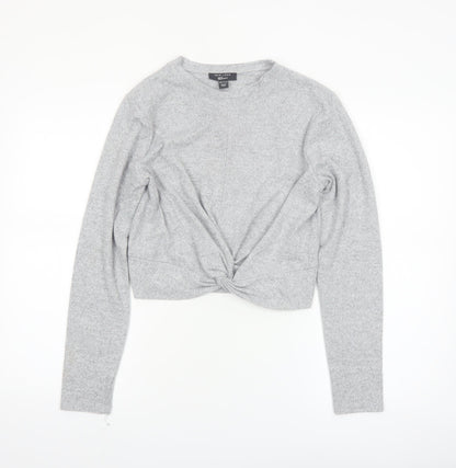 New Look Girls Grey Cropped Twist Front Long Sleeve Top 14-15 Years