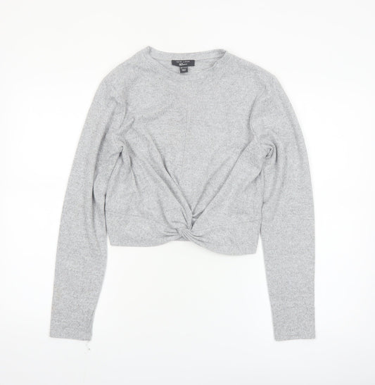 New Look Girls Grey Cropped Twist Front Long Sleeve Top 14-15 Years