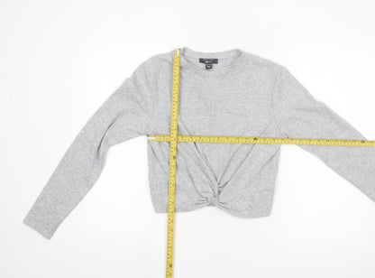New Look Girls Grey Cropped Twist Front Long Sleeve Top 14-15 Years
