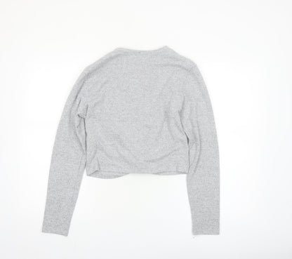 New Look Girls Grey Cropped Twist Front Long Sleeve Top 14-15 Years