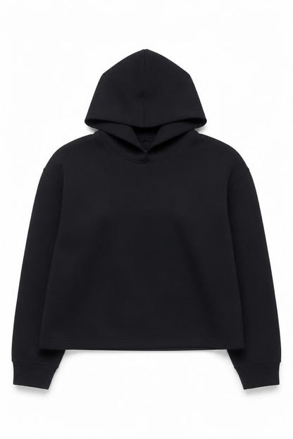 Uniqlo Women Black Medium Pullover Hoodie Polyester Blend
