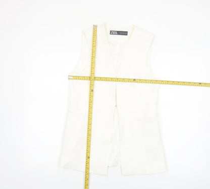 Zara Women Ivory Sleeveless Suit Waistcoat Size S Tailored Lined