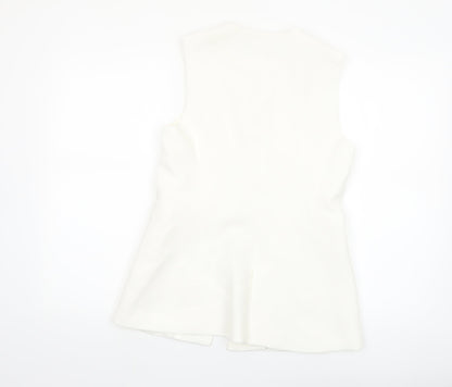 Zara Women Ivory Sleeveless Suit Waistcoat Size S Tailored Lined