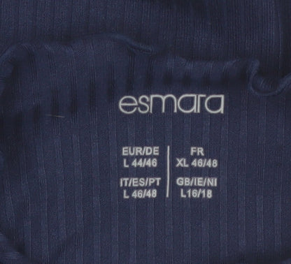 Esmara Womens Blue Mock Neck Long Sleeve Basic Top Size 16/18