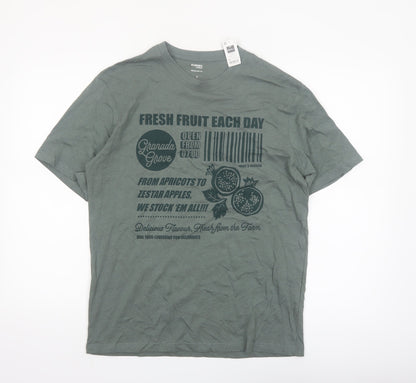 Dunnes Stores Men's Green Graphic Print Regular Fit T-Shirt Size S