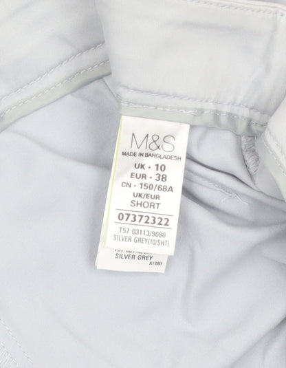 Marks and Spencer Women’s Grey Stretch Cotton Straight Trousers UK 10 Short