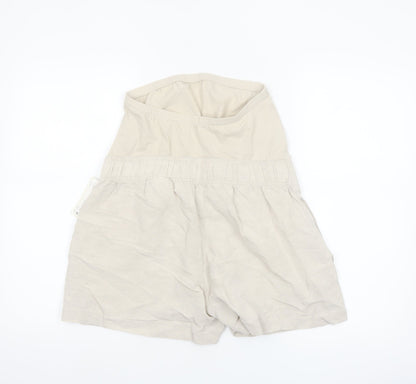 H&M Women Beige Maternity Linen Blend Casual Shorts Size S