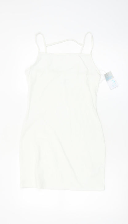 Primark Women White Slip Dress Size 10-12 Sleeveless Summer Style