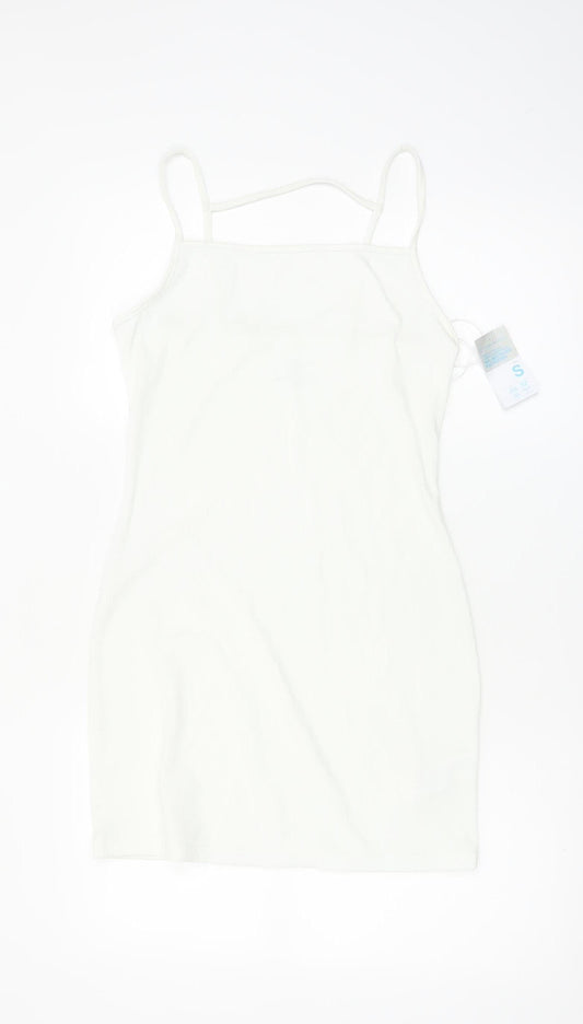 Primark Women White Slip Dress Size 10-12 Sleeveless Summer Style