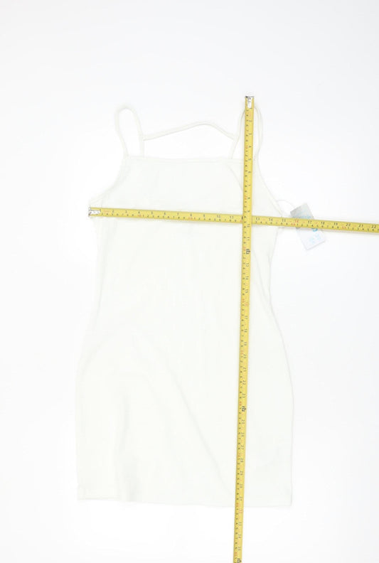 Primark Women White Slip Dress Size 10-12 Sleeveless Summer Style