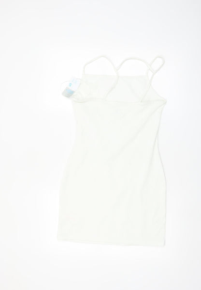 Primark Women White Slip Dress Size 10-12 Sleeveless Summer Style