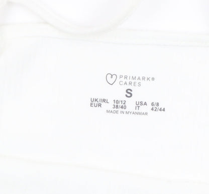 Primark Women White Slip Dress Size 10-12 Sleeveless Summer Style