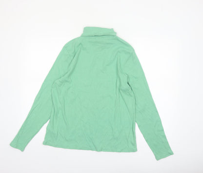 Marks and Spencer Womens Green Roll Neck Long Sleeve Cotton Top Size 20