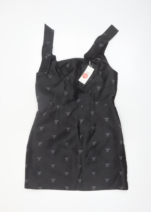 Marks and Spencer Women's Black Size 14 Shift Dress with Bow Accent