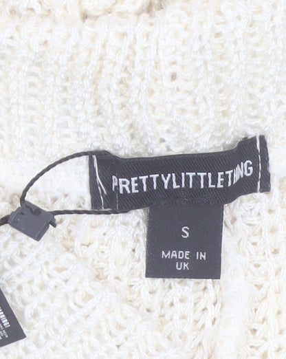 PrettyLittleThing Women's Ivory Knitted Flared Trousers Size S
